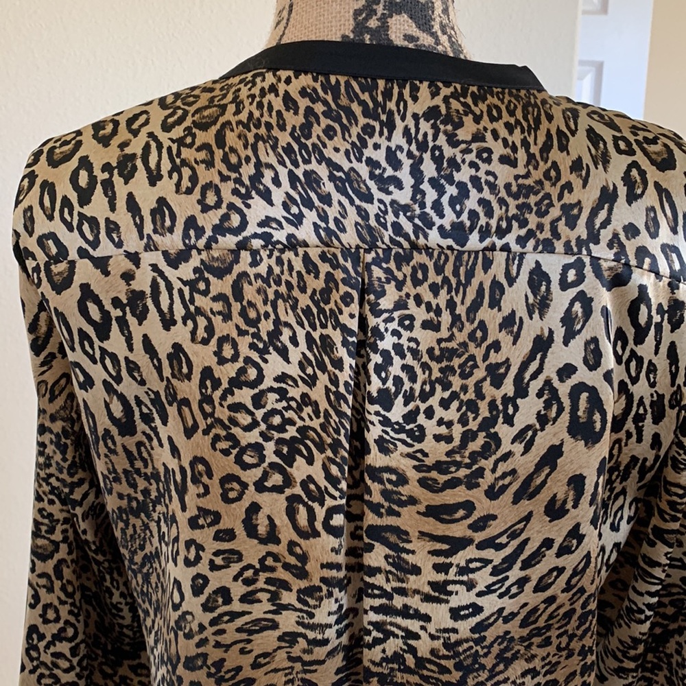 Nwot Kasper Leopard Print, Black Trim Button Fron… - image 5